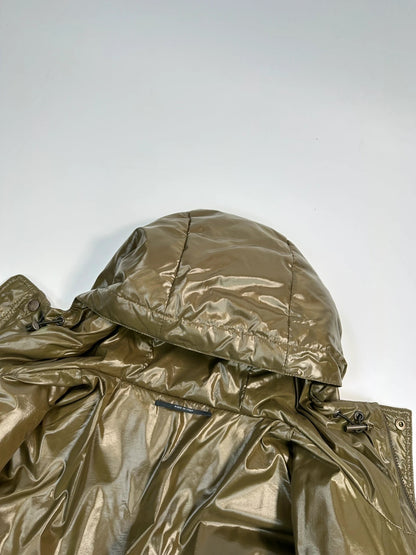 Gucci FW2008 Khaki Shiny Patent Nylon Down Puffer Hooded Jacket