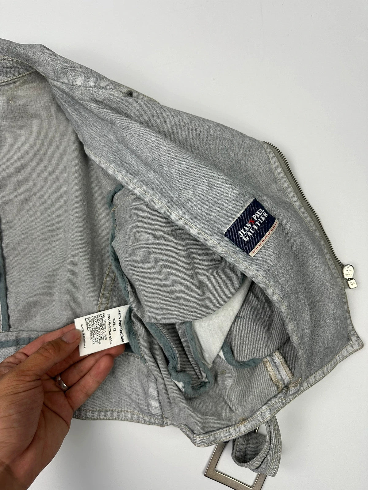 Jean Paul Gautier 00’s Sliver Grey Short Crop Trench Coat Top Jacket