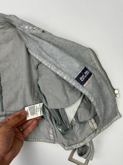 Jean Paul Gautier 00’s Sliver Grey Short Crop Trench Coat Top Jacket