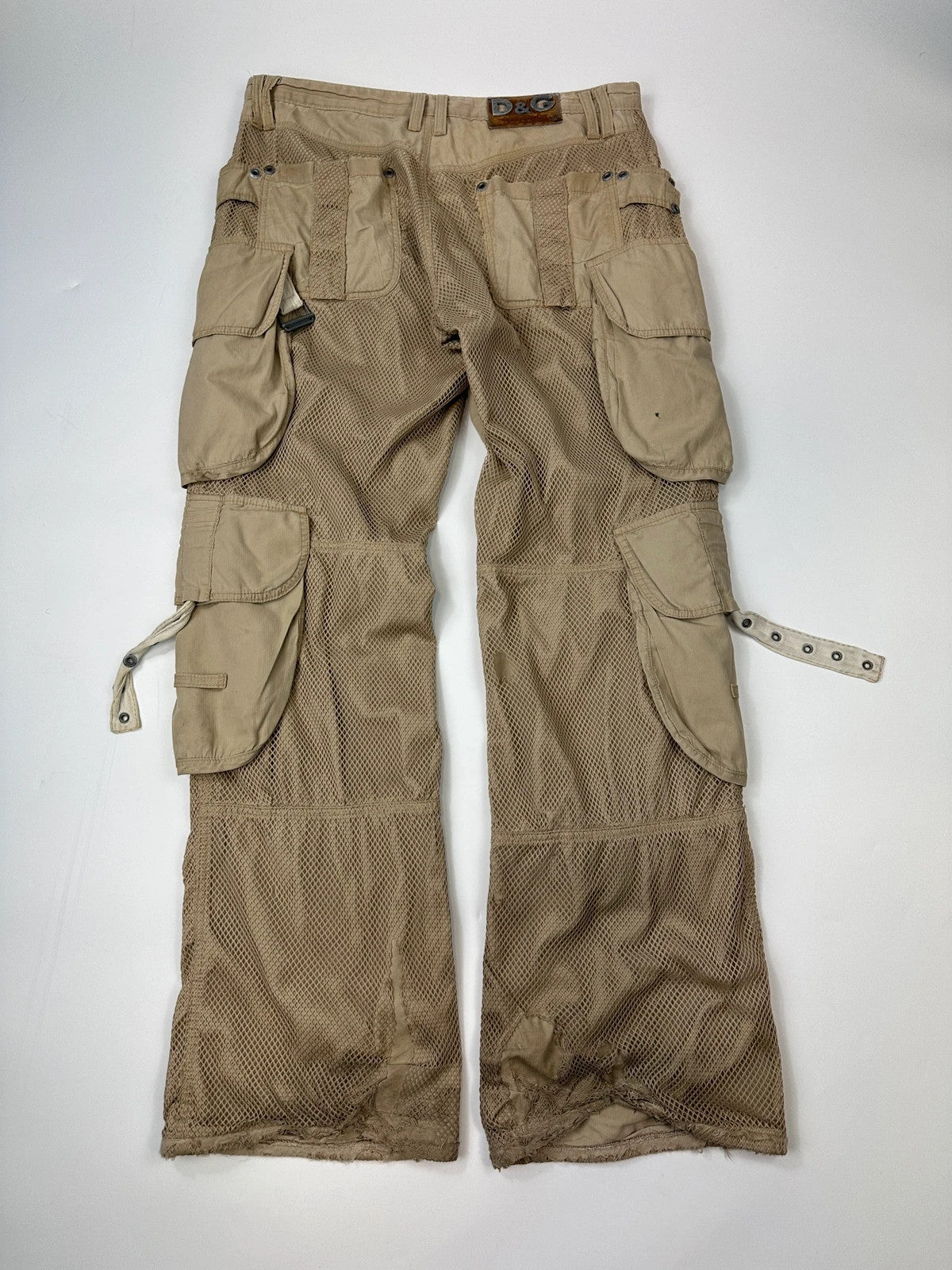Dolce & Gabbana SS2003 Beige Mesh Layer Cargo Pants