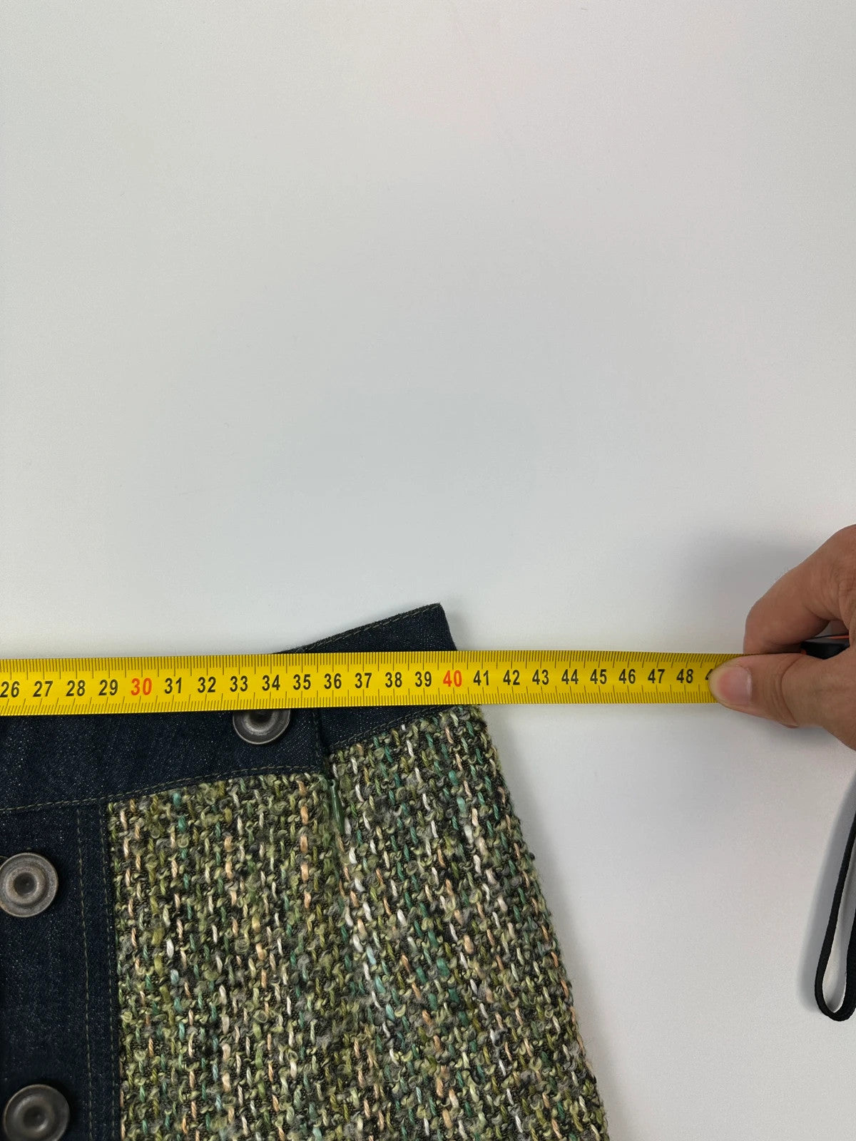 Dolce & Gabbana 00’s Tweeds & Silk Green Denim Waist Skirt