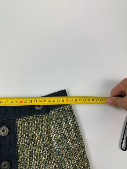 Dolce & Gabbana 00’s Tweeds & Silk Green Denim Waist Skirt