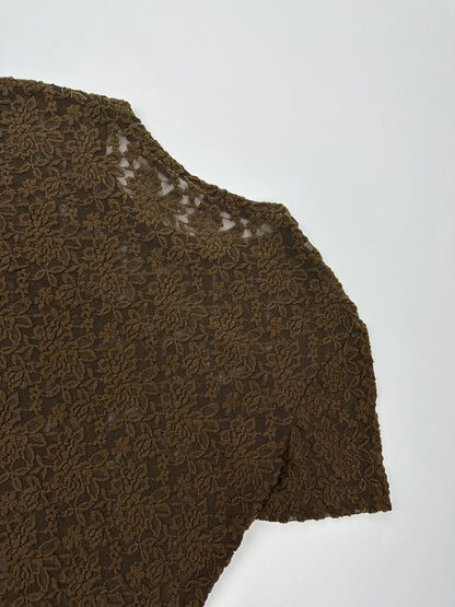 Dolce & Gabbana 90’s Laces Mesh Khaki Flowers Tee