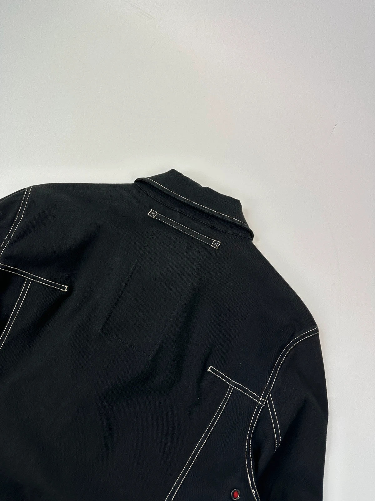 Prada Sport SS2004 Black Contrast White Stitches Work Harrington Jacket