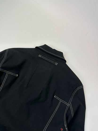 Prada Sport SS2004 Black Contrast White Stitches Work Harrington Jacket