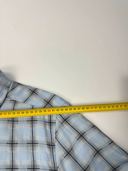 Prada Sport SS2002 Sky Blue & Black Checkered Print Short Sleeves Shirt