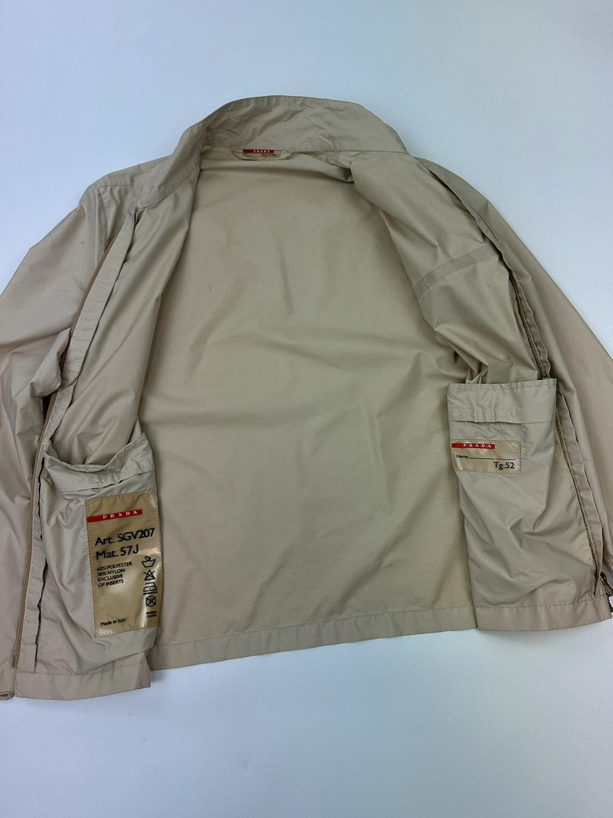 Prada Sport SS2000 Light Cream Nylon Jacket RedTab