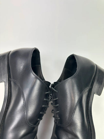 Prada Milano 90’s Black Patent Leather Derby Dress Shoes
