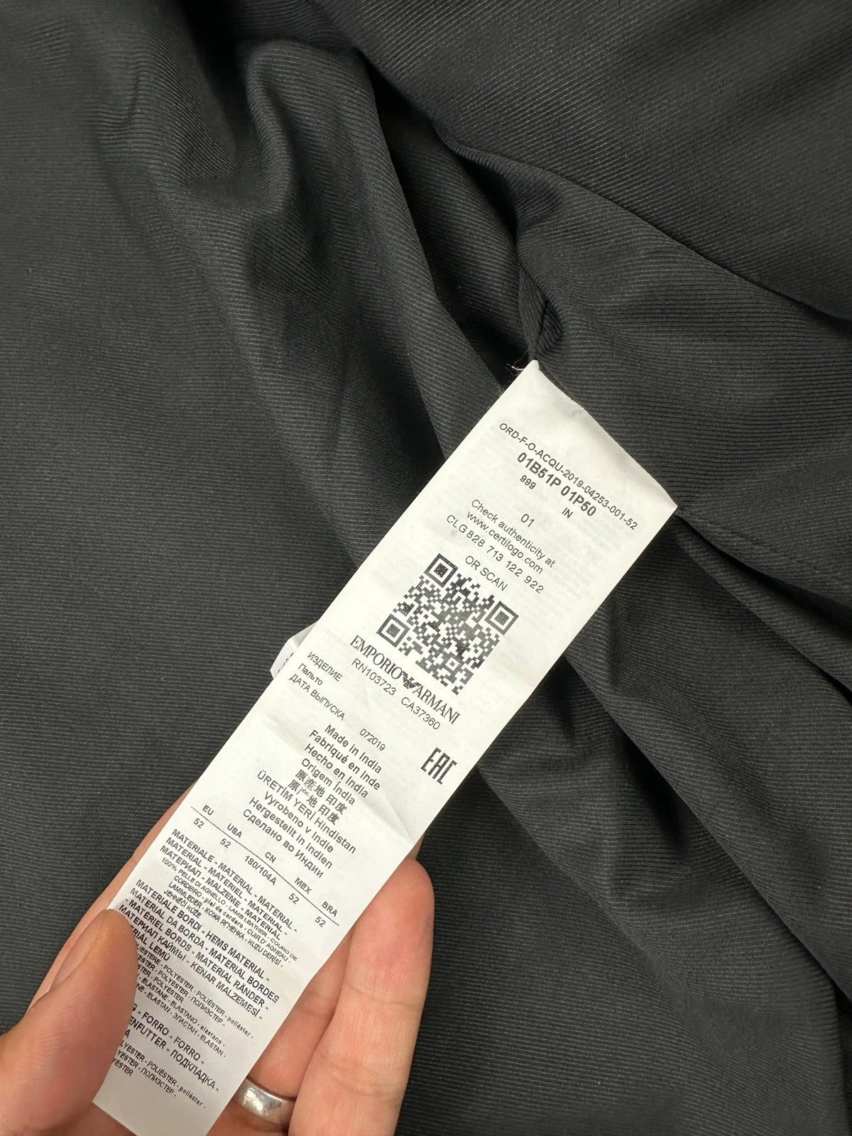 Emporio Armani FW2019 Black Lamb Leather Bomber Jacket