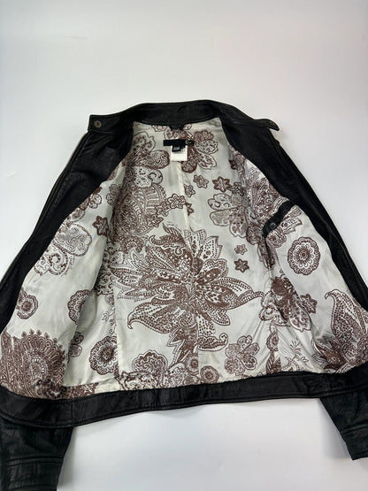 Roberto Cavalli 00’s Black Leather Stamped Jacket