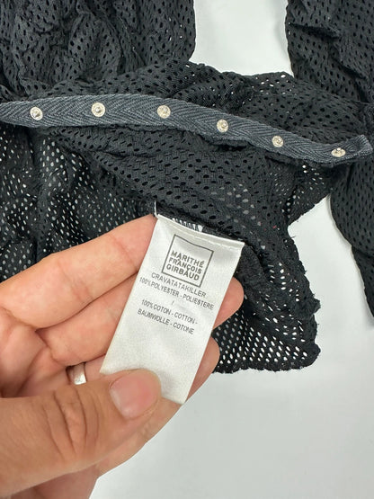 Marithé + Francois Girbaud 00’s Black Crinkle Mesh Top Longsleeves