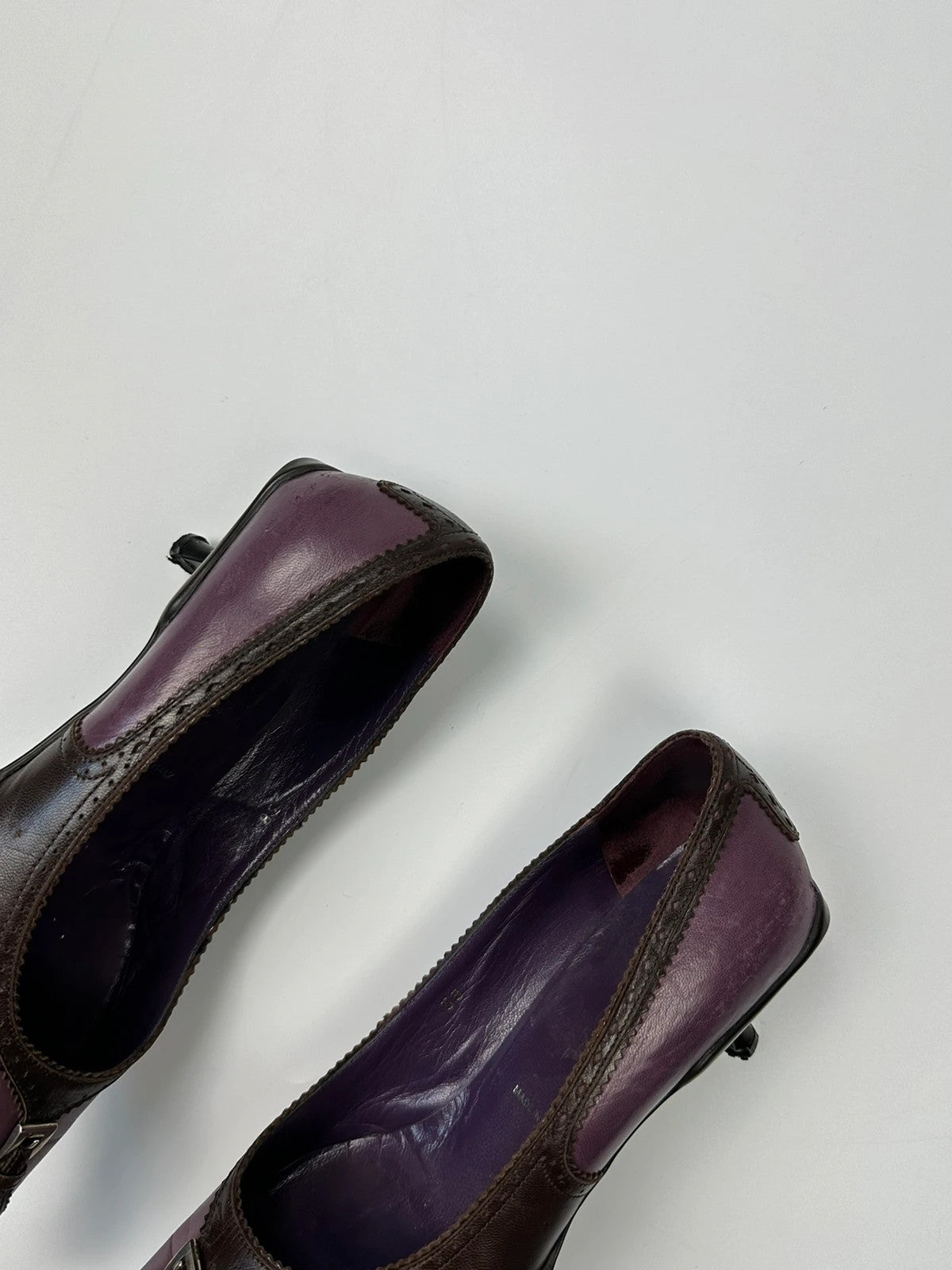 Prada Milano SS2000 Purple Brown Leather Heels Pumps