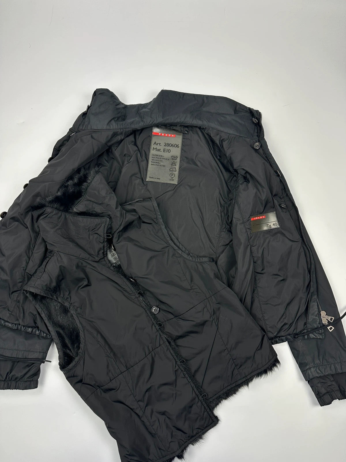 Prada Sport FW2002 Black Nylon & Fur 2In1 Jacket