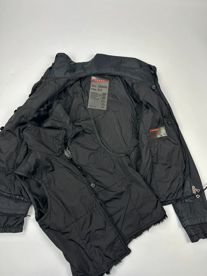 Prada Sport FW2002 Black Nylon & Fur 2In1 Jacket