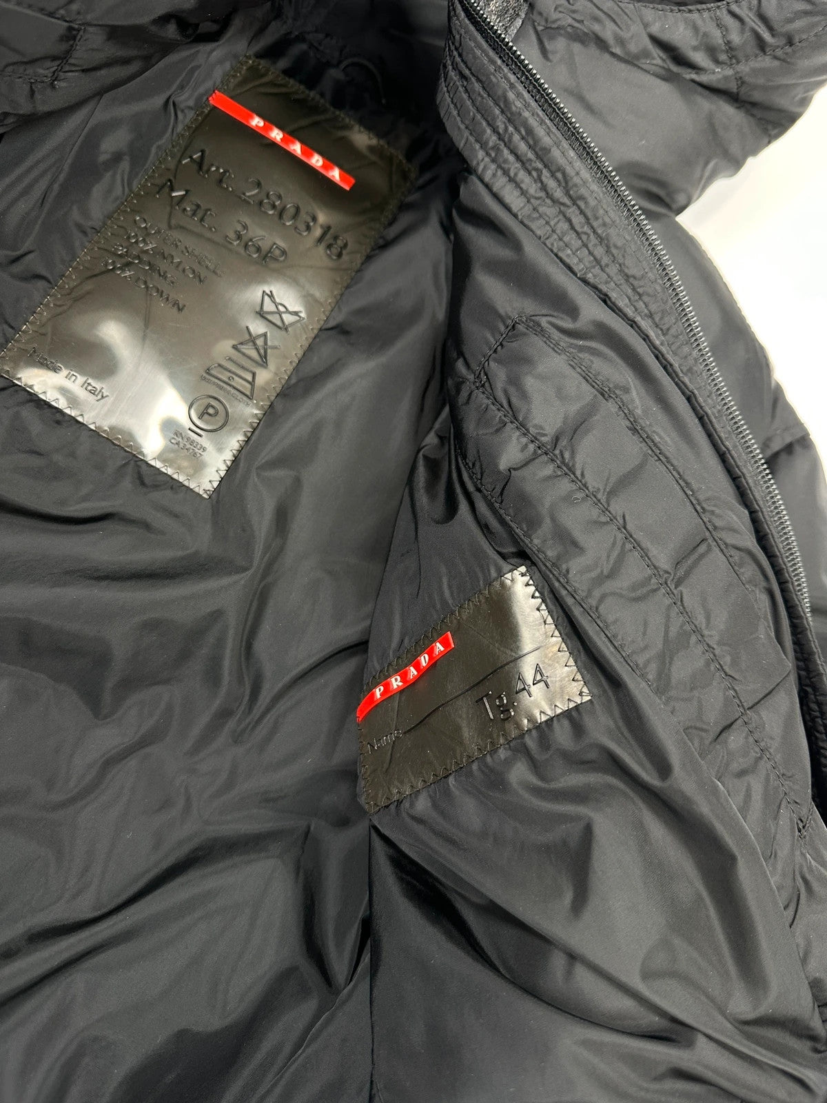 Prada Sport FW2002 Black Nylon & Down Hooded Puffer Jacket