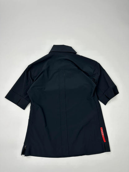 Prada Sport SS2000 V Neck Light Nylon Navy Blue Top Shirt