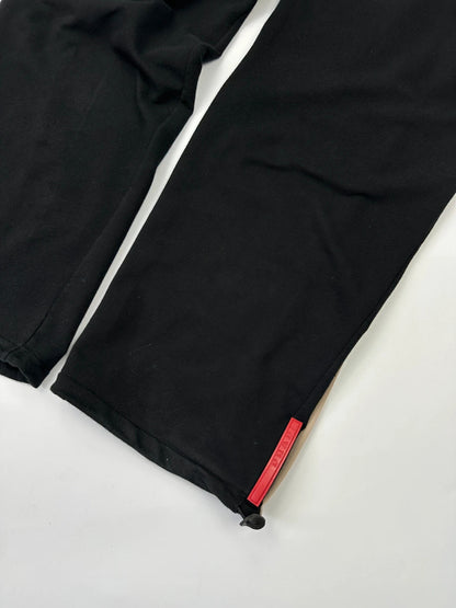 Prada Sport FW2002 Jet Black Stripes Joggers Baggy Track Pants