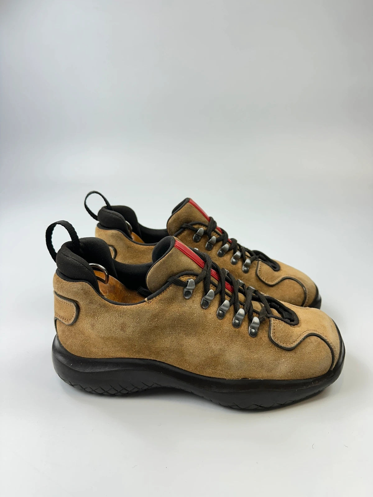 Prada Sport FW1999 Suede Beige Vibram Hikking Puddle Boots