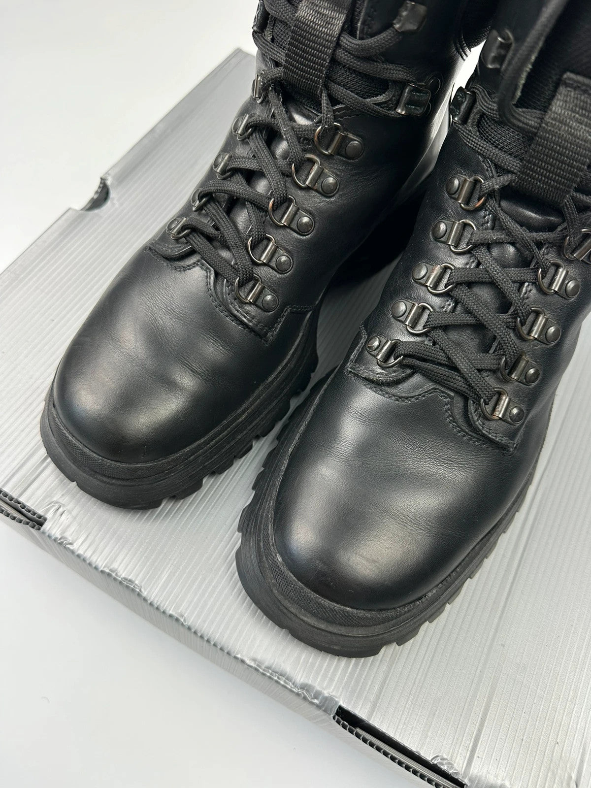 Prada Sport FW1998 Skiskolaer Black Leather Hiking Boots