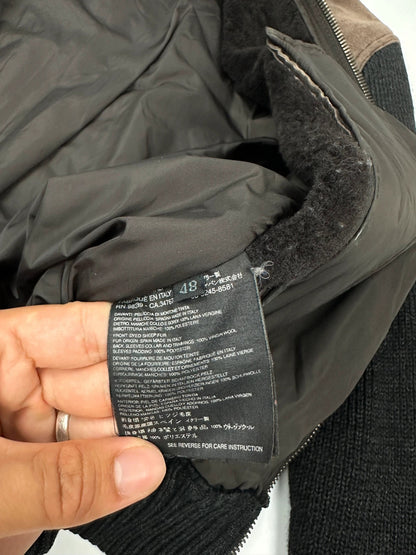 Prada Sport FW2004 Heavy Leather & Wool Bomber Bombardier Jacket