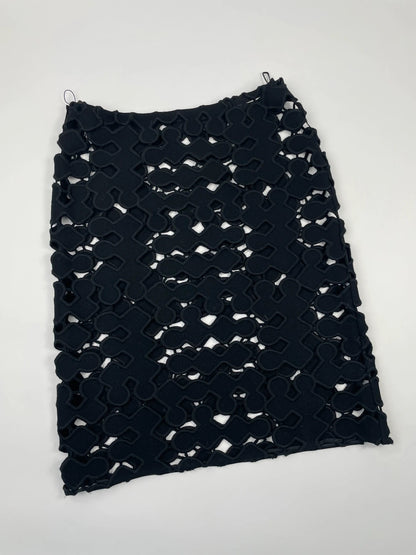 Miu Miu SS2008 Black Laser Cut Holes Wool Skirt