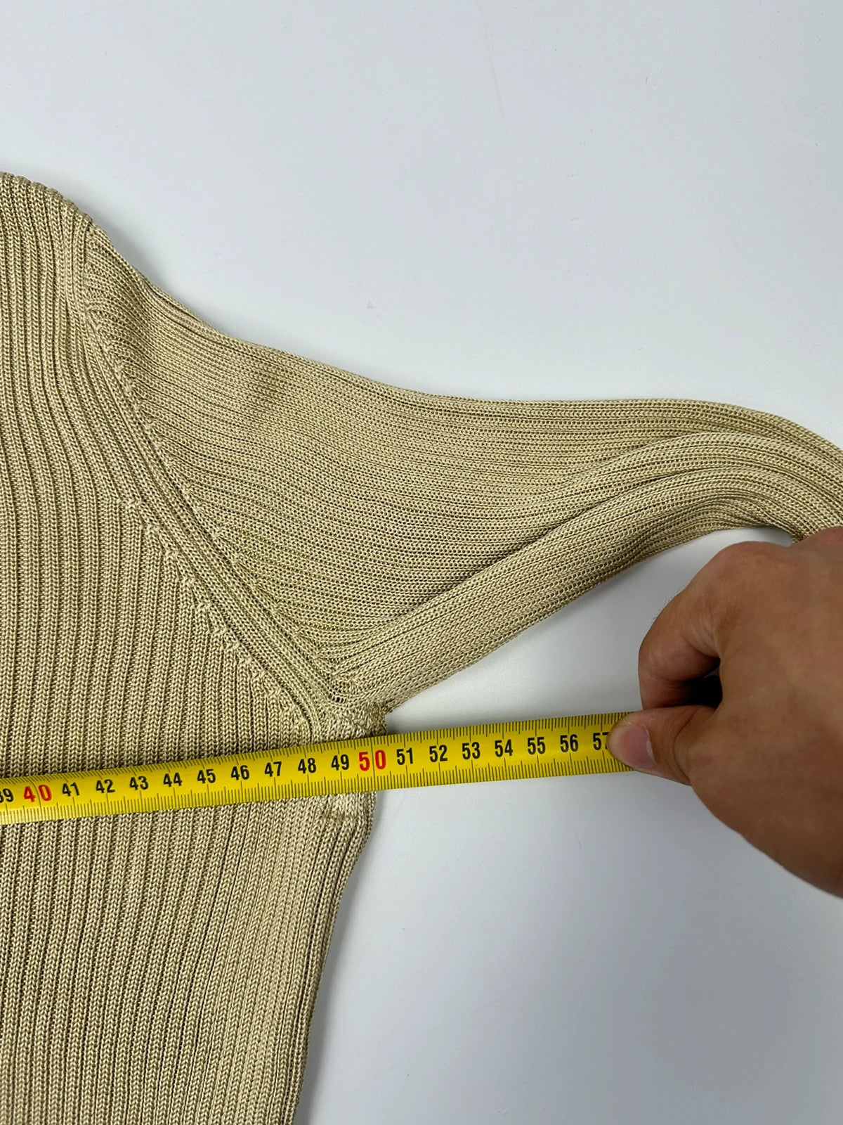 Prada Milano SS1998 Silk Beige Gold Boat Neck Sweater Longsleeve