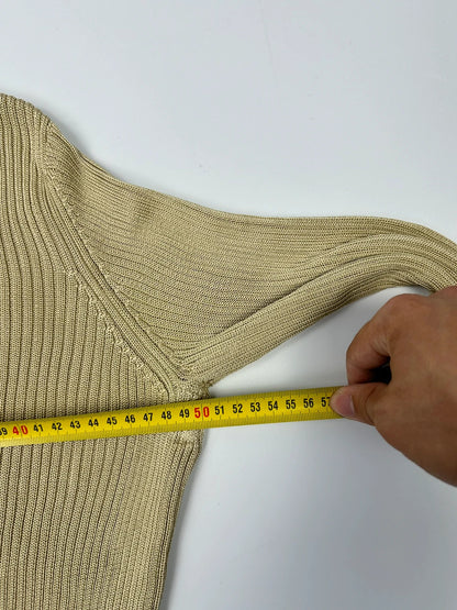 Prada Milano SS1998 Silk Beige Gold Boat Neck Sweater Longsleeve