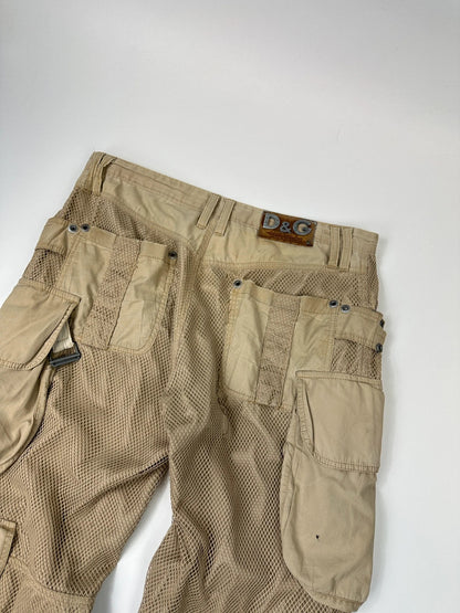 Dolce & Gabbana SS2003 Beige Mesh Layer Cargo Pants