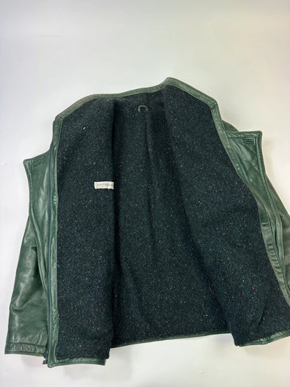 Gianni Versace FW1983-4 Forest Green Leather Shoulder Pad Jacket