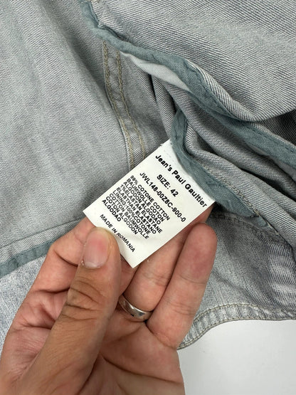 Jean Paul Gautier 00’s Sliver Grey Short Crop Trench Coat Top Jacket