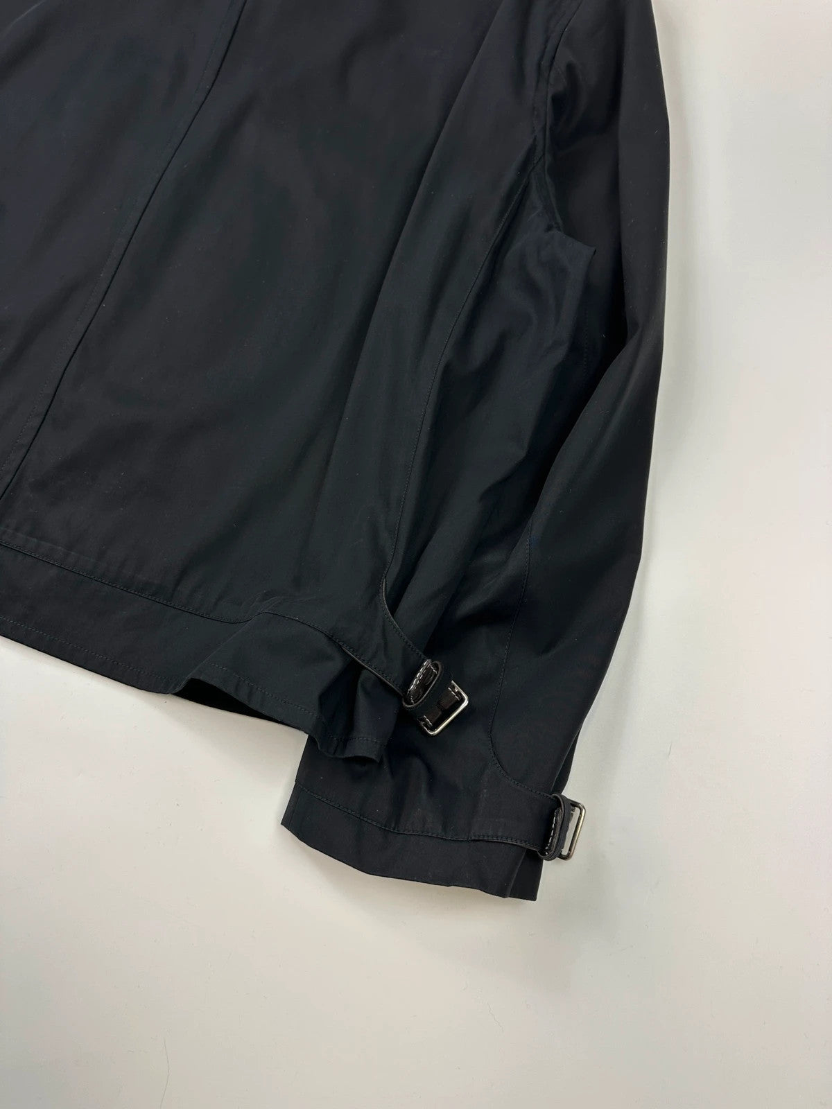 Hermès 00’s Navy Blue Cotton & Leather Straps Buttons Up Jacket