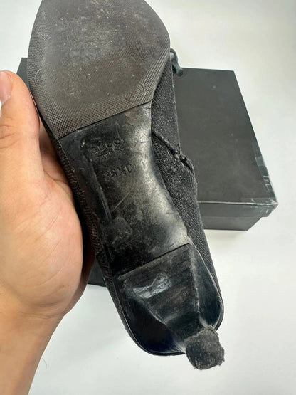 Gucci Black Monogram Boots Heels talon bout pointu