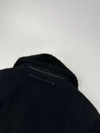 Prada Sport FW2003 Black Wool Aviator Bomber Jacket High Collar