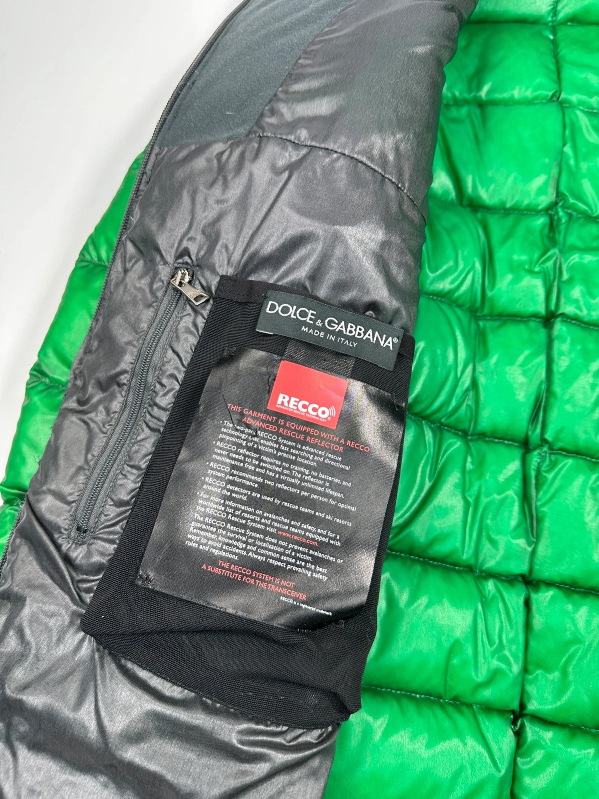 Dolce & Gabbana Ski Transparent Green Hooded Down Puffer Jacket