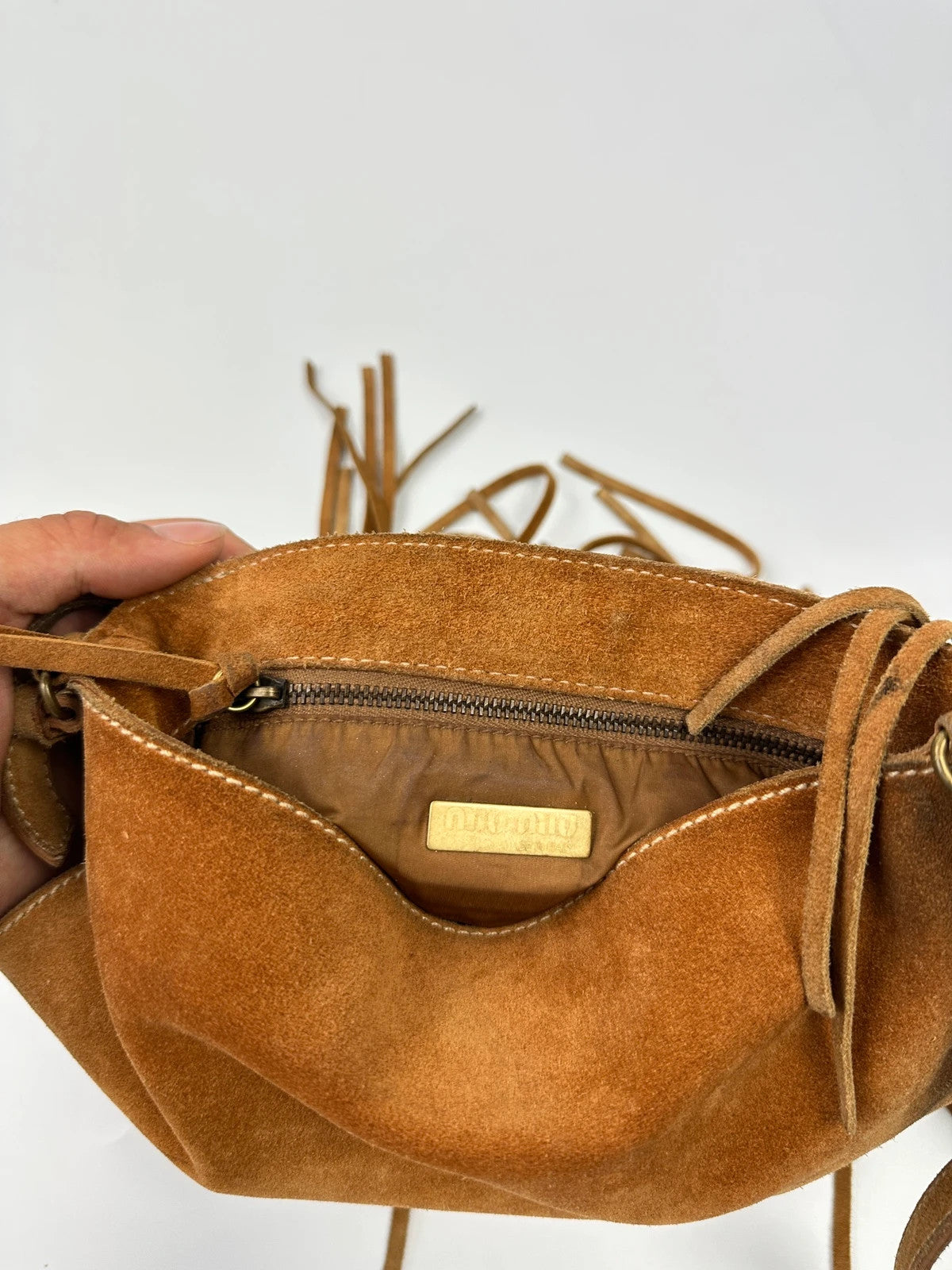 Miu Miu Early 90’s Suede Leather Fringes Cross Body Bag