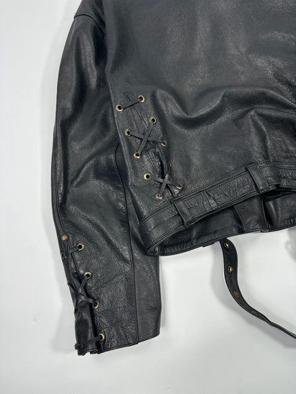 Versace 90’s Black Leather Perfecto Laces Jacket