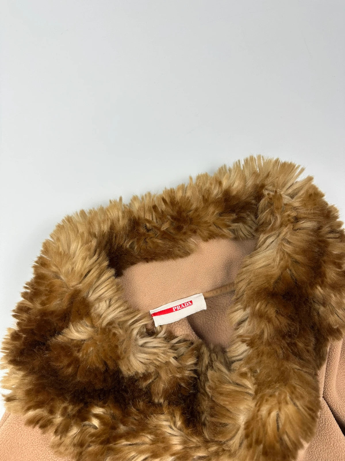 Prada Sport 00’s Beige Fleece & Fur Neck Sweater