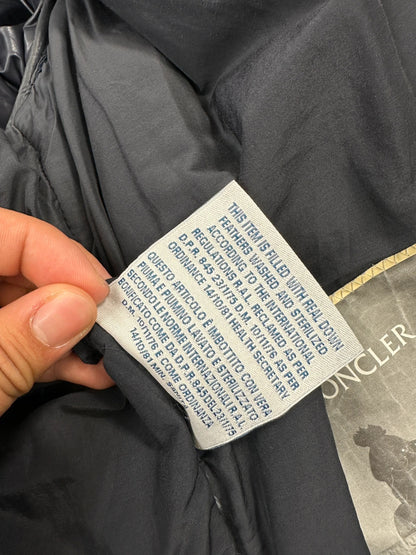 Moncler FW2005 French Logo Packed Down Puffer Hooded Jacket Navy Blue