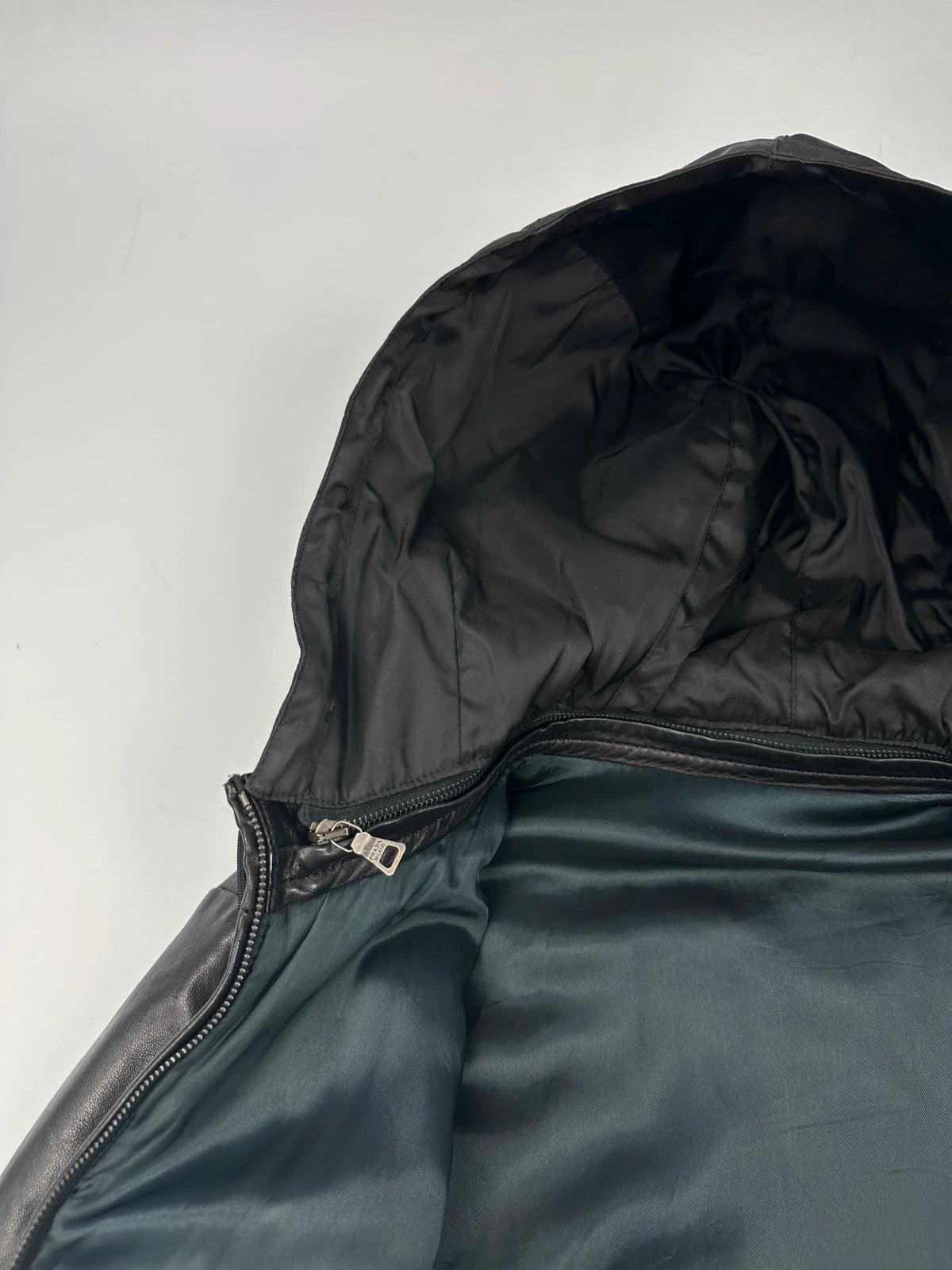 Prada Sport FW2010 Leather & Nylon Black Hooded Jacket