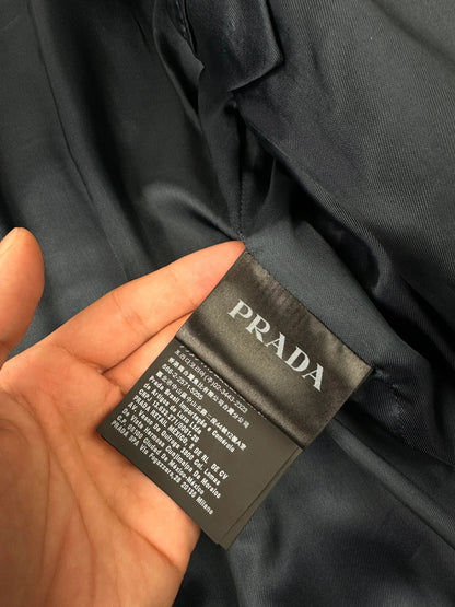 Prada Milano FW2017 Faded Green & Blue Goat Suede Buttons Up Bomber Jacket