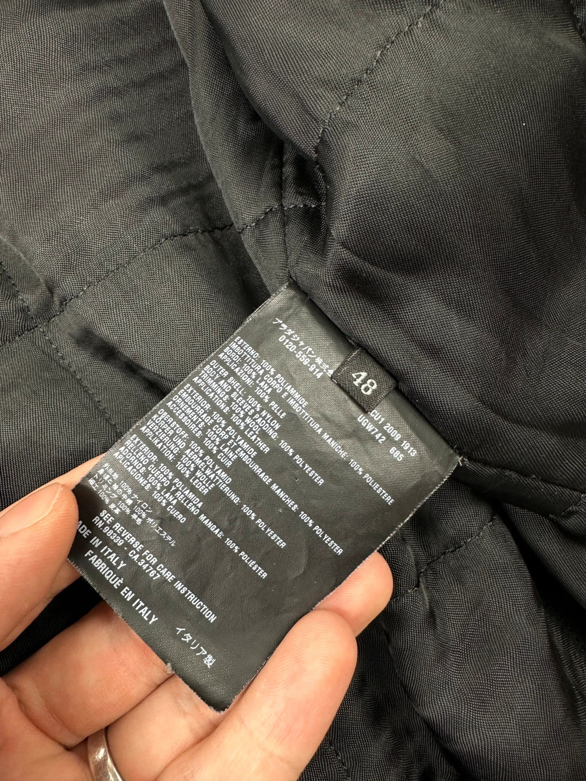 Prada Milano FW2009 Black Leather & Nylon Padded Bomber Jacket