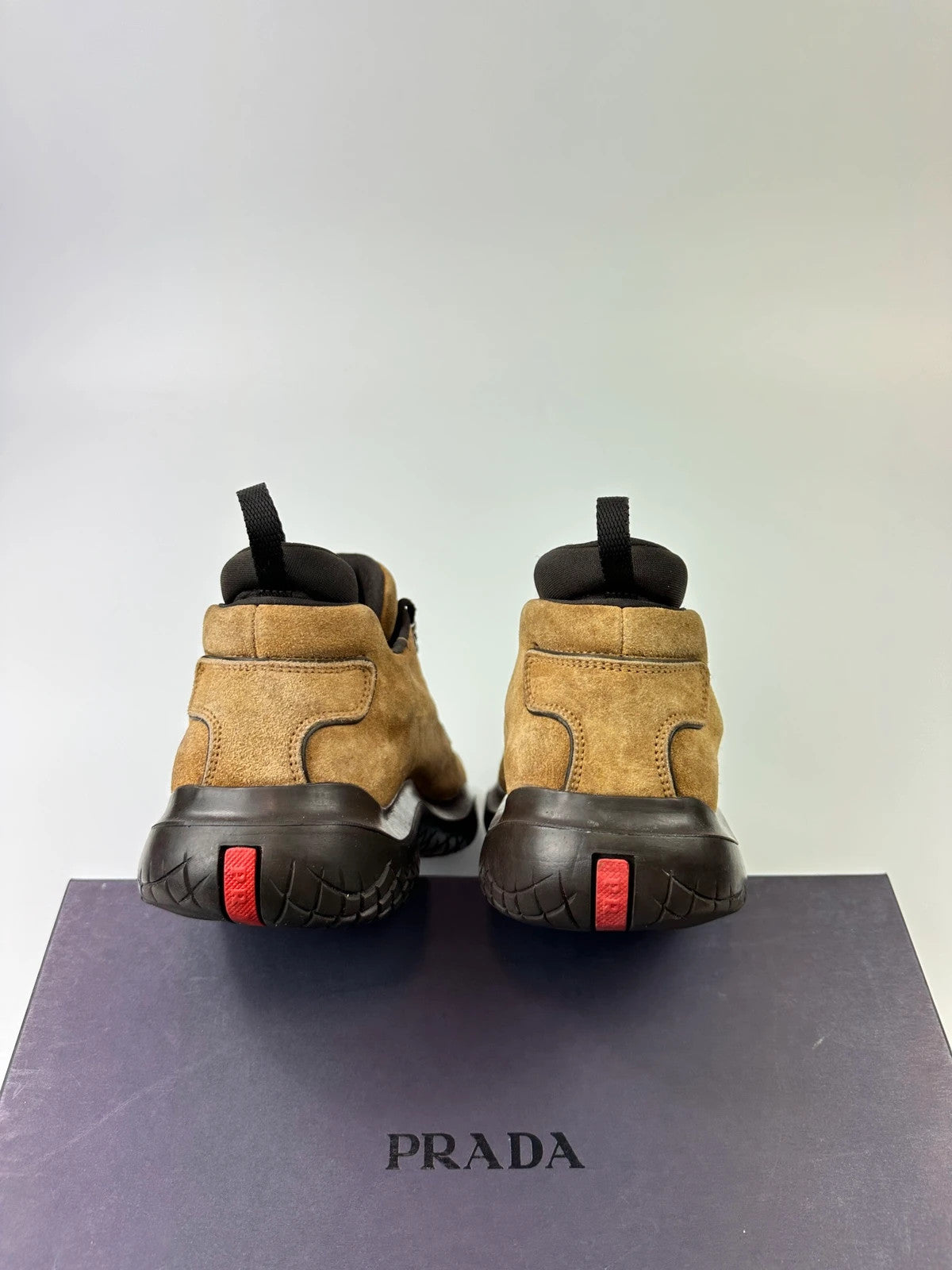 Prada Sport FW1999 Suede Beige Vibram Hikking Puddle Boots