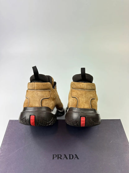 Prada Sport FW1999 Suede Beige Vibram Hikking Puddle Boots