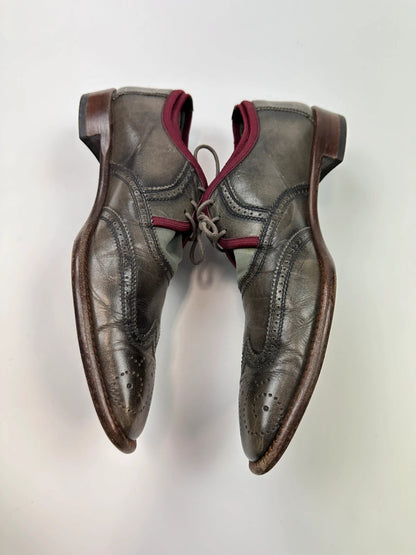 Miu Miu Early 90’s Khaki Two Tone Leather & Mesh Derby Dress Shoes