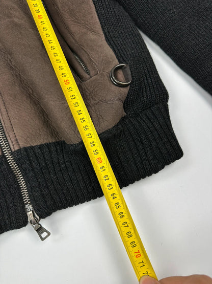 Prada Sport FW2004 Heavy Leather & Wool Bomber Bombardier Jacket