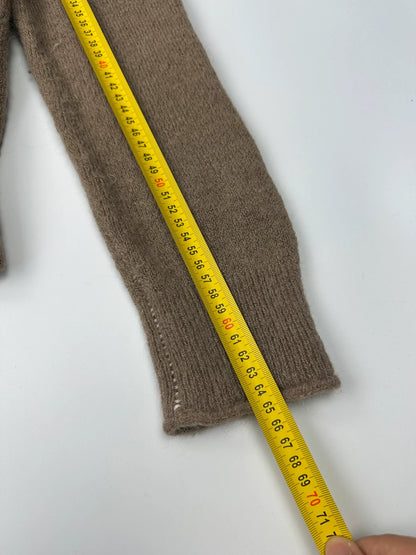 Acne Studio Brown Wool Contrast White Stitches Sweater Knit