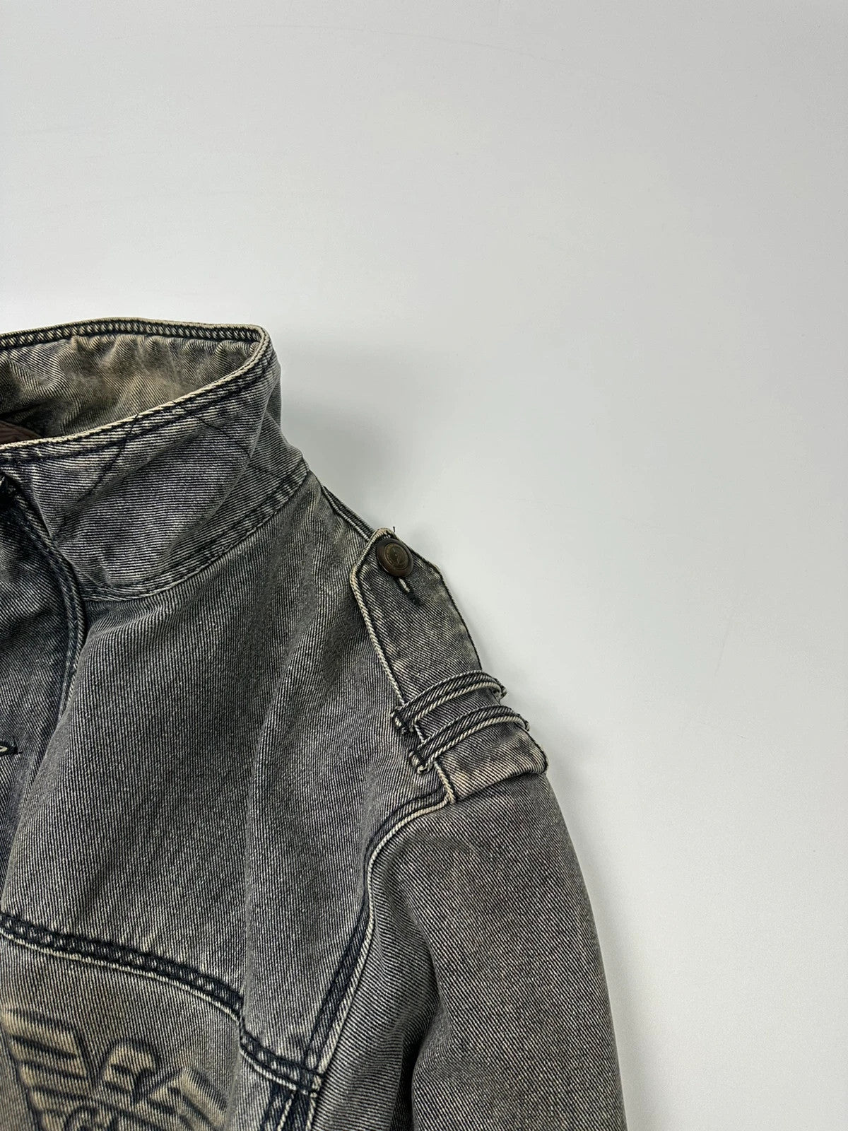 Armani Jeans 90’s Heavy Grey Faded Denim Jacket Coat