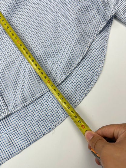 Dolce & Gabbana 00’s Micro Check Pattern White & Blue Dress Pocket Shirt