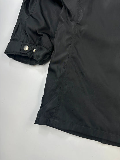 Prada Milano FW1997 Black Nylon & Leather Parka Long Coat Padded Linning