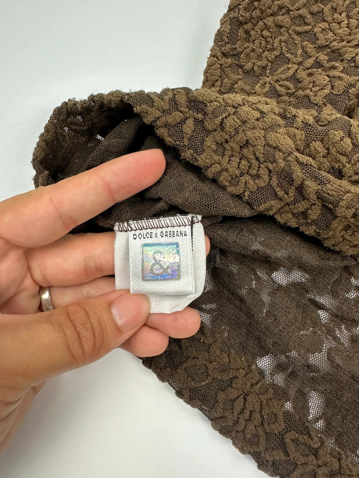 Dolce & Gabbana 90’s Laces Mesh Khaki Flowers Tee